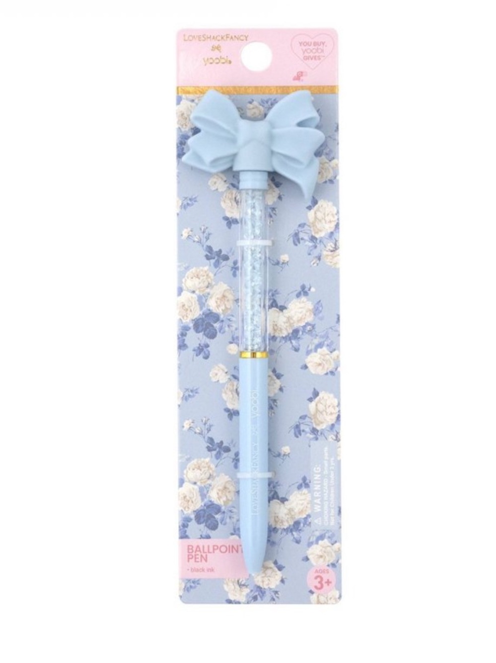 Loveshackfancy target blue bow topped ballpoint pen